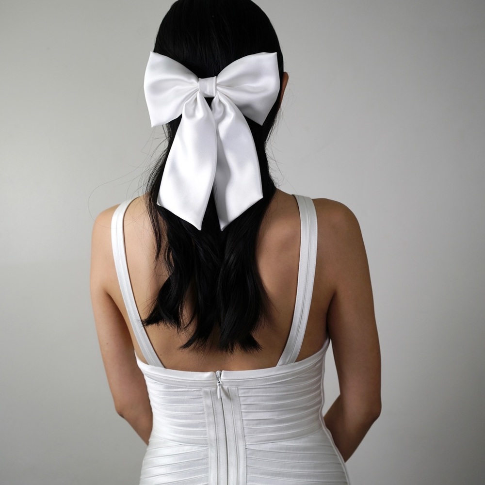 Satin Oversized Bow French Barrette Clip